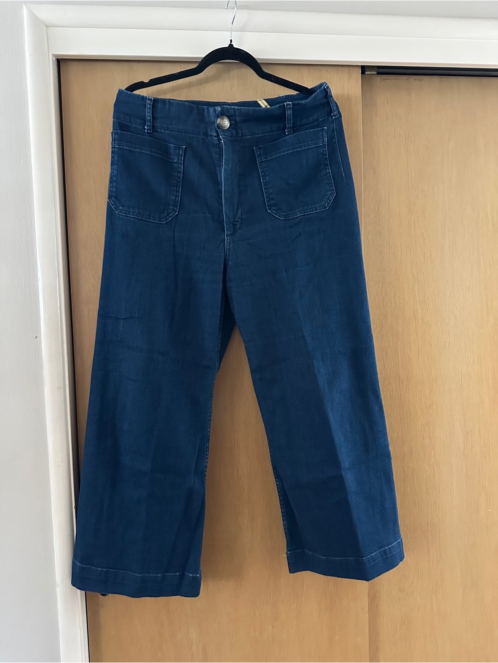 Anthropologie Collette Maeve Navy Cropped Wide-Leg Jeans